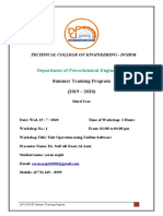 Department of Petrochemical Engineering: Summer Training Program (2019 - 2020)