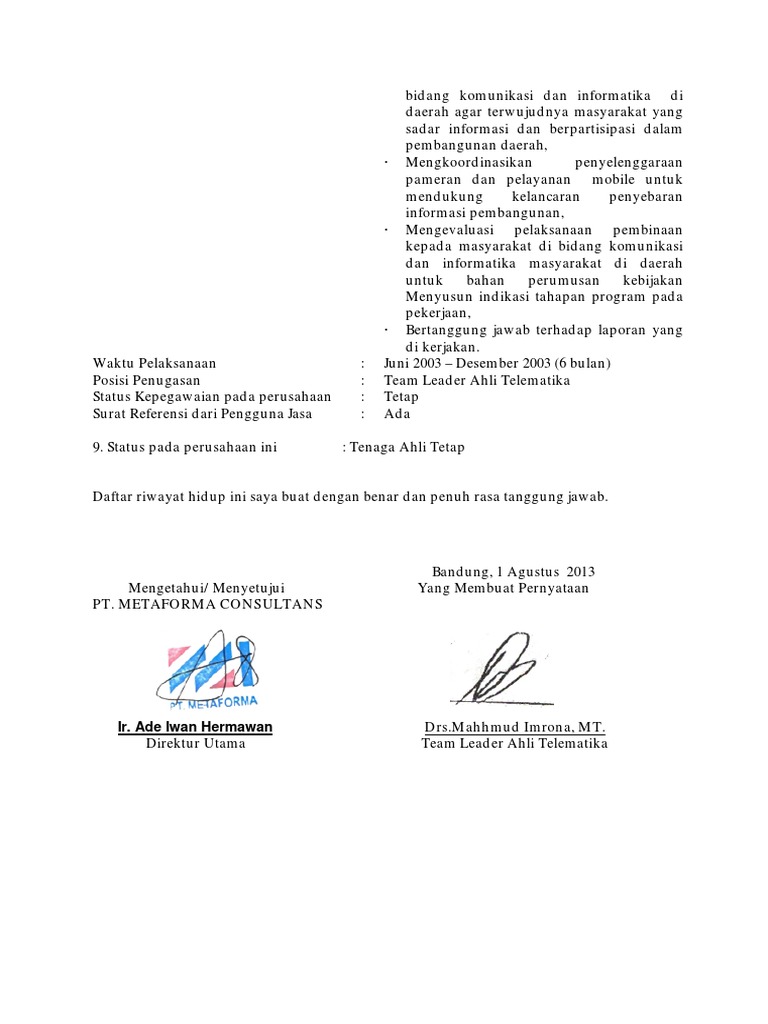 Format Tanda Tangan Mengetahui dan Menyetujui | PDF