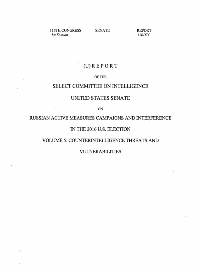 Read Senate Intelligence Committee Report | PDF | Government