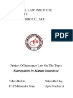 National Law Institute University Bhopal, M.P.: Subrogation in Marine Insurance