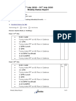 27 July 2020 - 31 July 2020 Weekly Status Report: 9:30-11AM 11-1PM 1-2PM: Lunch 2-4PM 4-4:15PM Tea Break 4:15-6:30PM