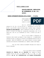 RECLAMACION  DE  R. ZULEMA  ZAPATA A SUNAT - CIERRE -DR. ALVAREZ OCT.2011