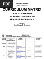 Curriculum Matrix: of Most Essential Learning Competencies Araling Panlipunan 2