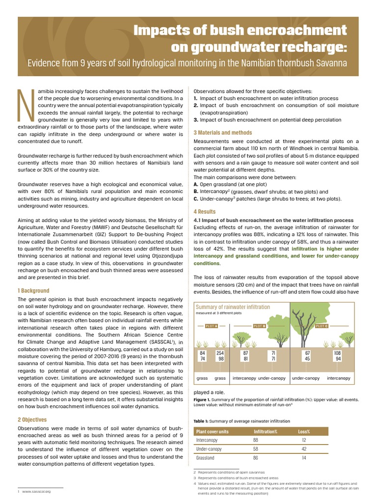Impacts of Bush Encroachment On Groundwater Recharge | PDF ...