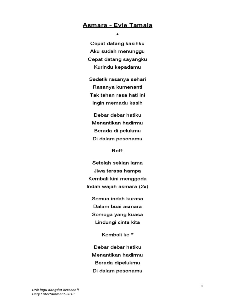 Lirik Lagu Dangdut Docx