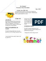 Ms. Shantel Preschool Class Newsletter July, 2020: Goodbye June, Hello July!