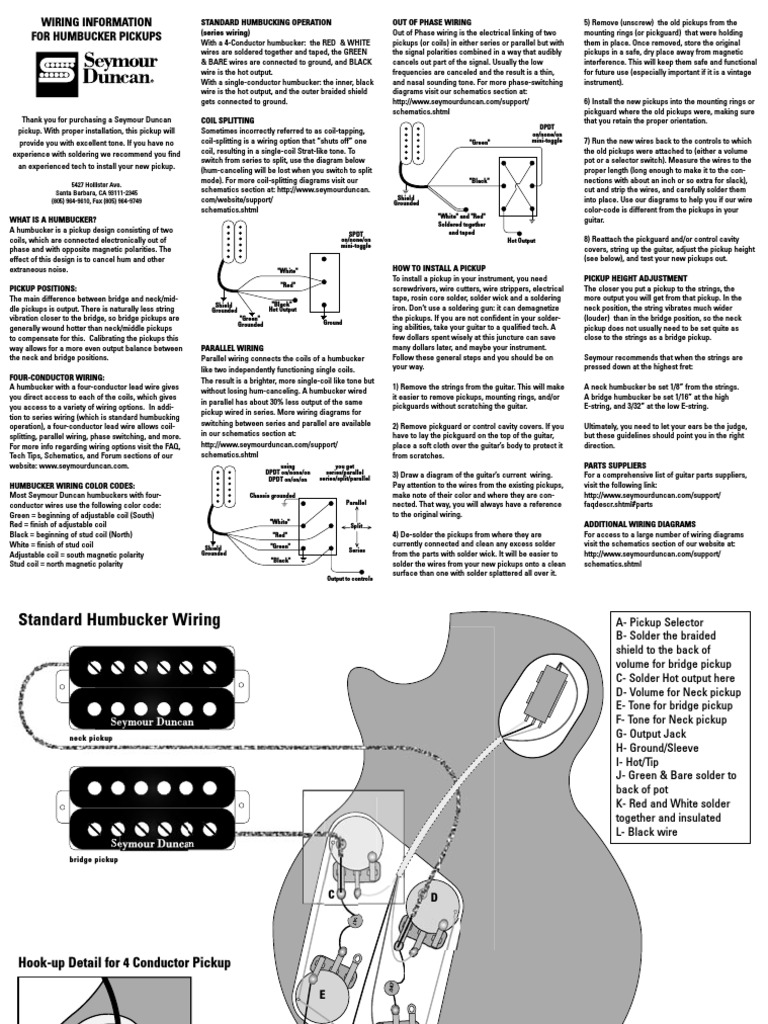 Humbucker Pickup Wiring Guide | PDF