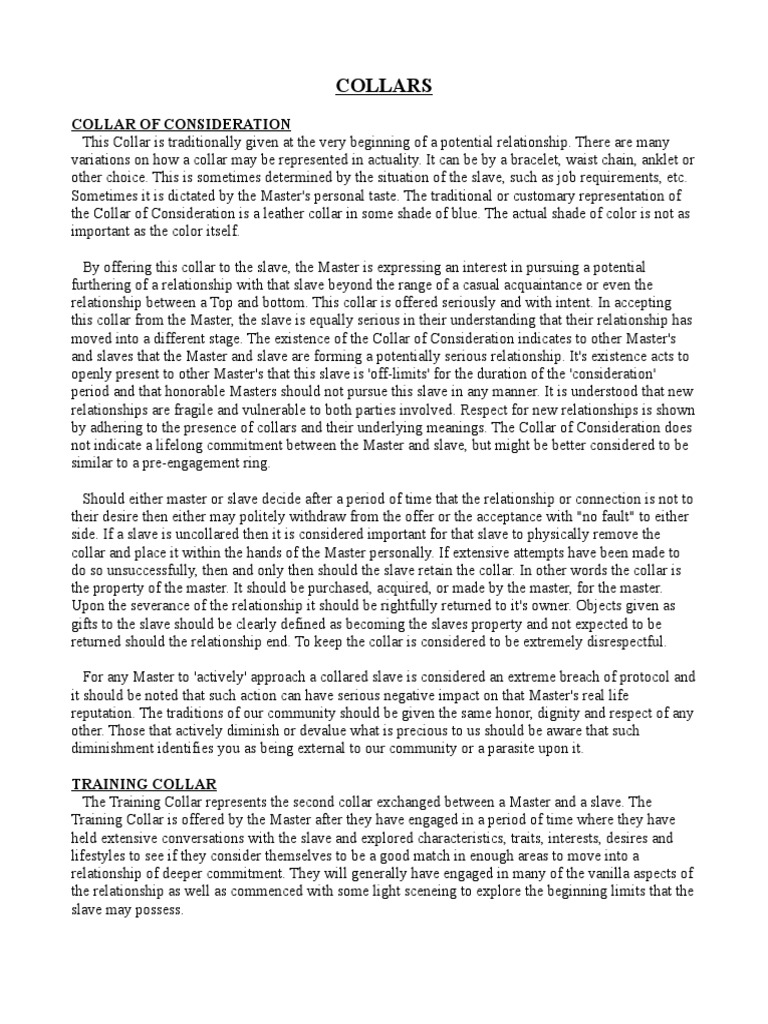 Collars Collar of Consideration PDF Slavery Wedding