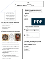 avaliação ARTE 3º A - 4ºP