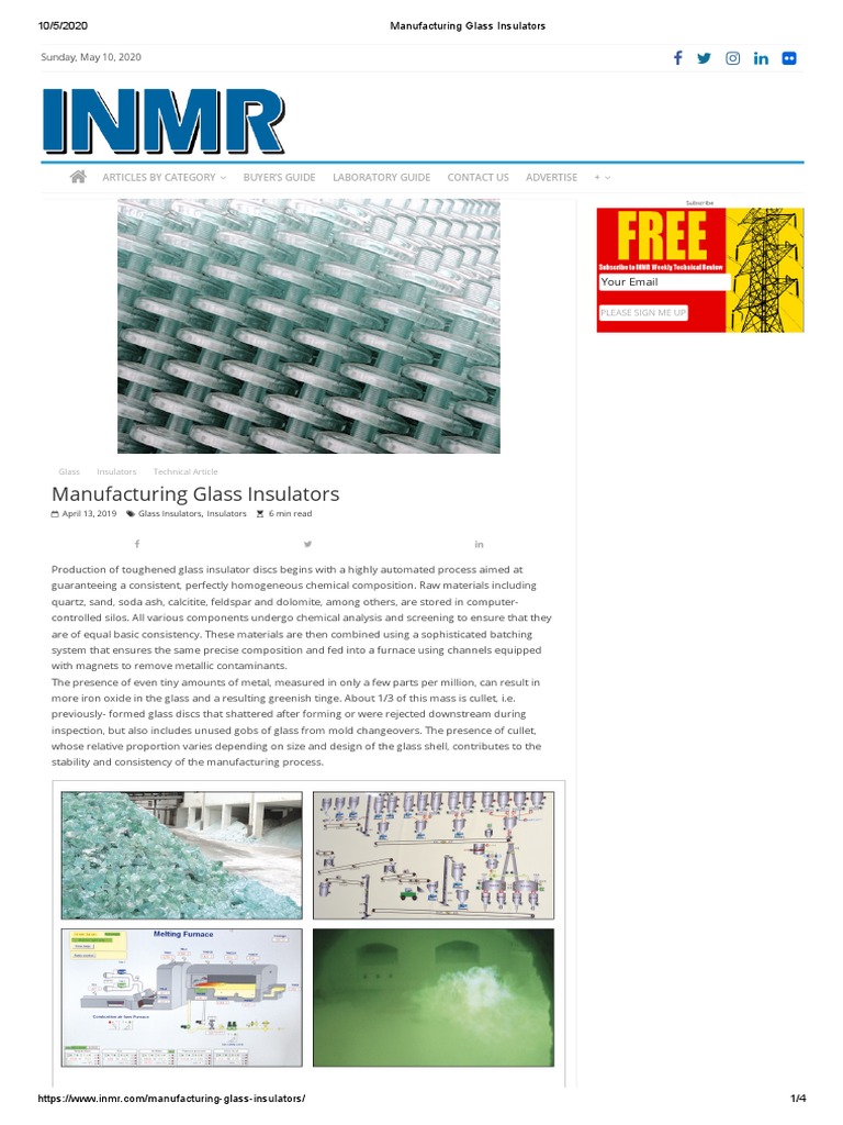 Manufacturing Glass Insulators PDF Glasses Insulator (Electricity)
