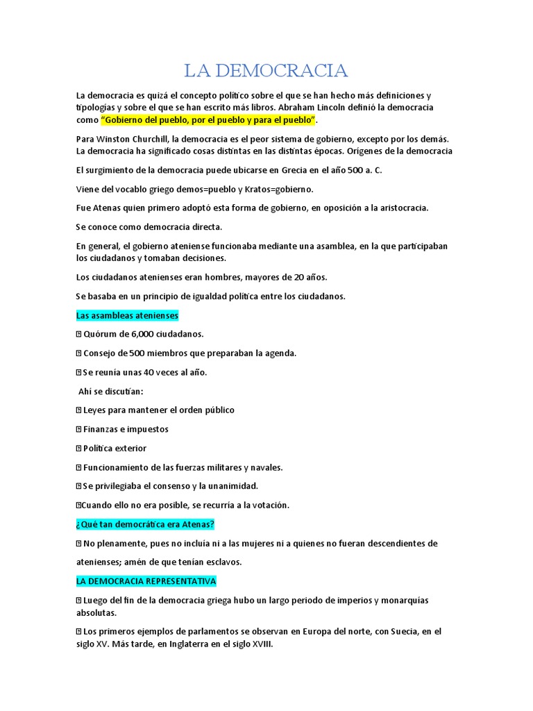Conceptos Clave de la Democracia | PDF | Democracia | Ideologías políticas