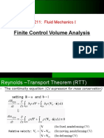 ME211 Fluid Mechanics I Control Volume Analysis Reynolds Transport