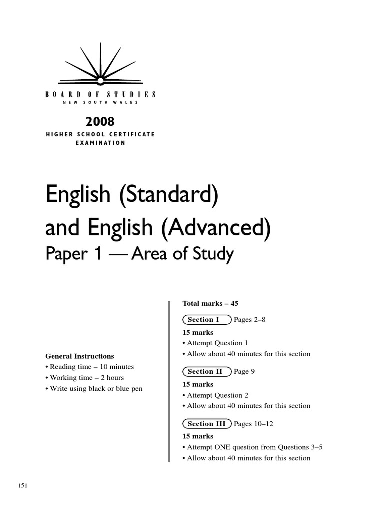 2008HSC English Standard Advanced Paper1 PDF | PDF