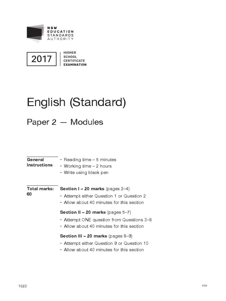English (Standard) Paper 2 Modules PDF Poetry