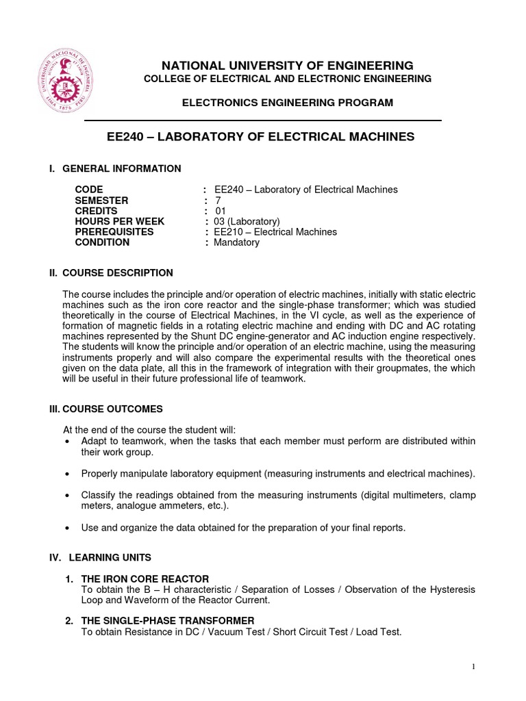 Understanding Electrical Machines Through HandsOn Laboratory