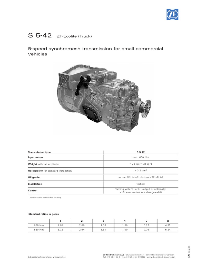 5-Speed Synchromesh Transmission For Small Commercial Vehicles | PDF ...