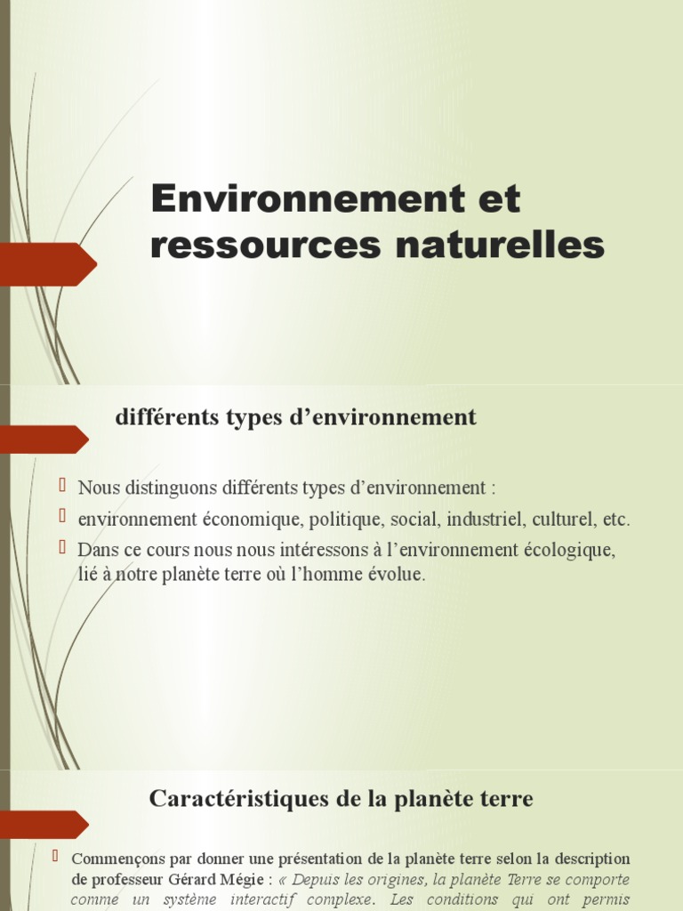 Types de ressources naturelles et environnement | PDF | Sol (pédologie ...