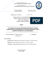 Les Bactéries Du Groupe Klebsiella, Enterobacter, Serratia Responsables Des Bactériémies Au CHU de Constantine Et Leurs Profils de Résistances Aux Antibiotiques.