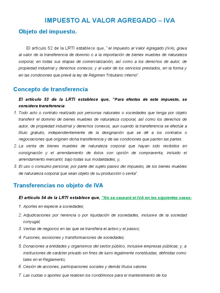 Impuesto al Valor Agregado (IVA) | PDF | Impuestos | Propiedad