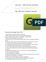 1000 GK Quiz Questions Answers