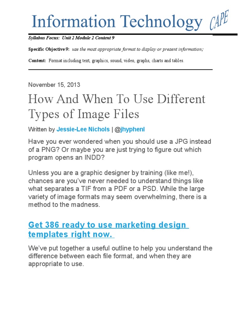 Guide to Image File Formats Explained | PDF | Adobe Photoshop | Adobe ...