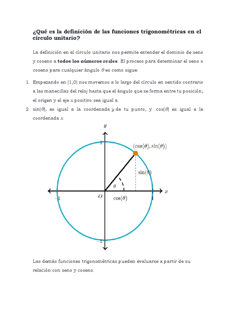 Hoja De Trabajo Trigonométrica De Círculo Unitario PPT CLASE