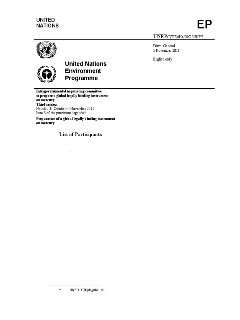 Participants in Global Mercury Negotiations | PDF | Beijing | China