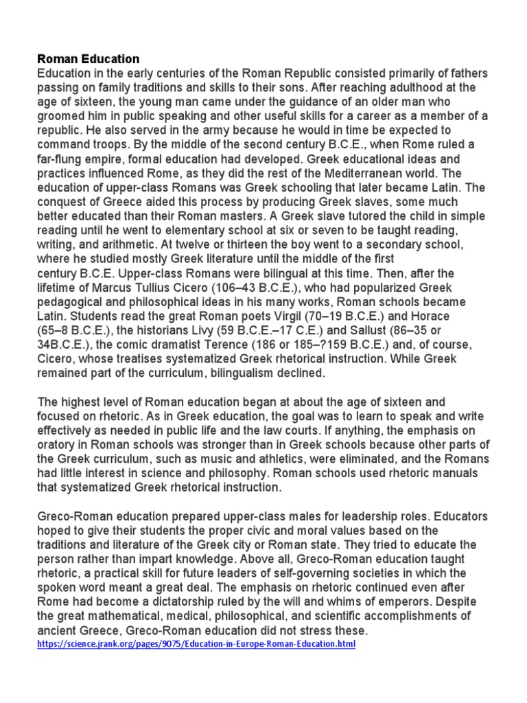 Roman Education Pdf | Cicero and Roman Education – VCUPC