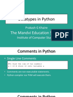 Datatypes in Python: The Mandvi Education Society