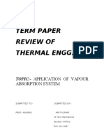 Term Paper Review of Thermal Engg.: Topic:-Application of Vapour