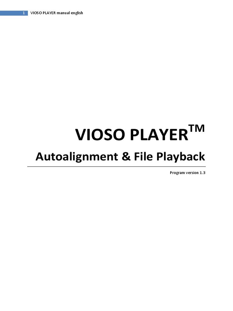 Vioso Player Autoalignment & File Playback PDF Camera Calibration