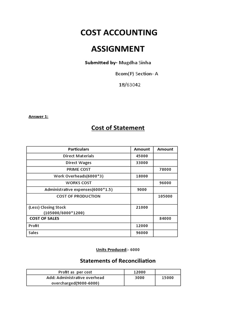 purpose of cost assignment