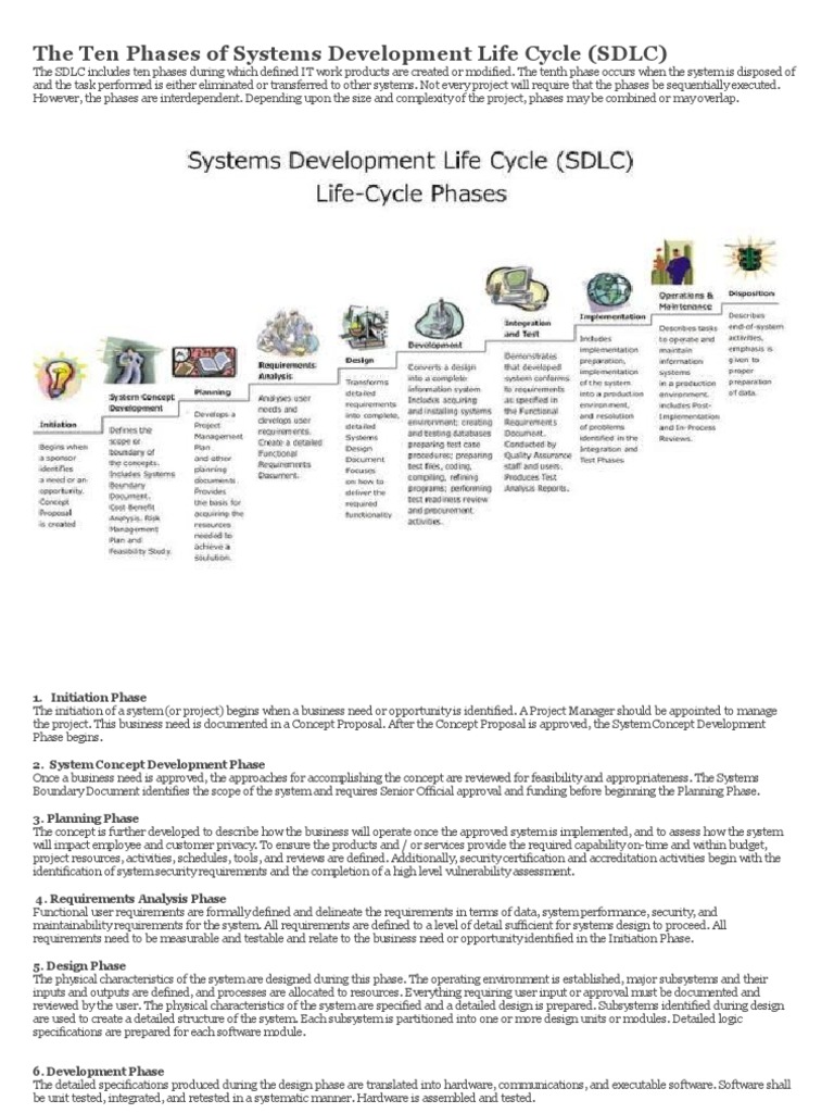 The Ten Phases of Systems Development Life Cycle | PDF | System