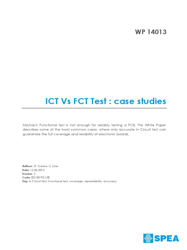 WP14013 ICT Vs FCT Test Case Studies White Paper | PDF | Diode | Capacitor
