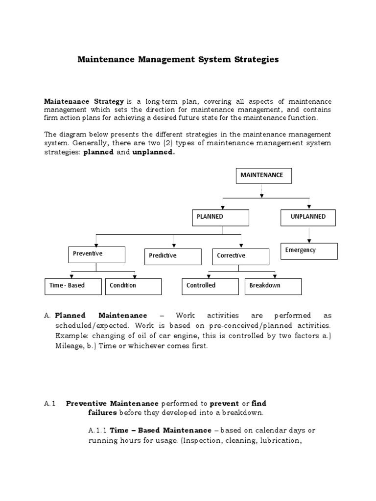 Maintenance Management System Strategies | PDF | Mechanical Engineering ...