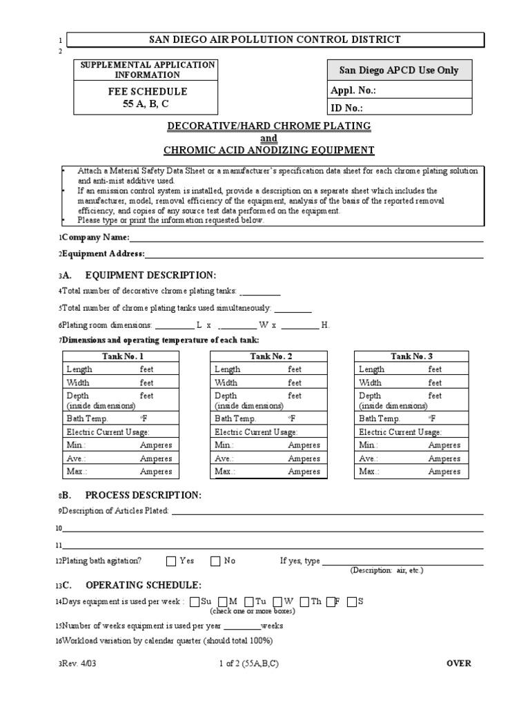 San Diego Air Pollution Control District Supplemental Application | PDF ...