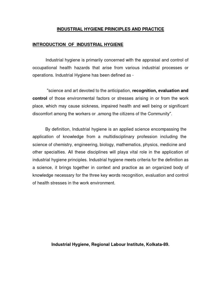 Industrial Hygiene: Principles and Practice | PDF | Occupational ...