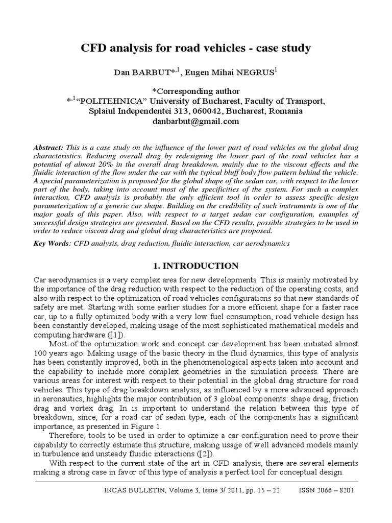 CFD Analysis For Road Vehicles - Case Study | PDF | Computational Fluid ...