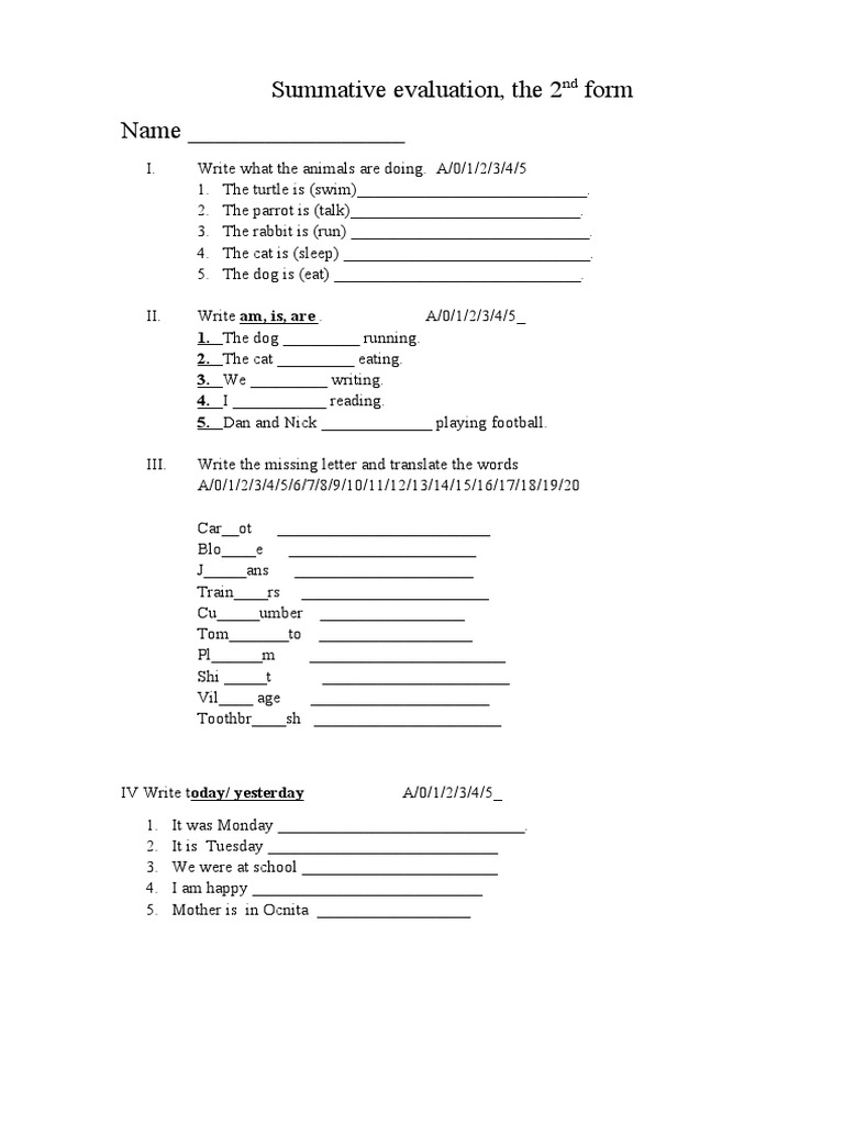 Summative Evaluation, The 2 Form Name | PDF | Language Arts & Discipline