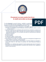 Documente Necesare Pentru Înscrierea La Studii de Licență PDF