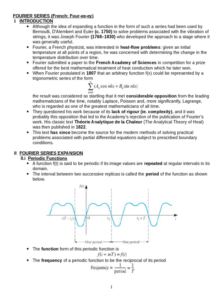 F Ourier Series (French: Four-Ee-Ey) | PDF | Fourier Series ...