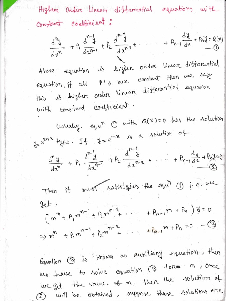 Higher Order Differential Equation PDF | PDF