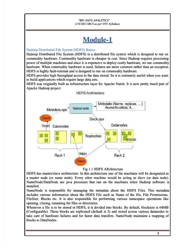 HDFS Overview for Big Data Analytics | PDF | Apache Hadoop | Apache Spark
