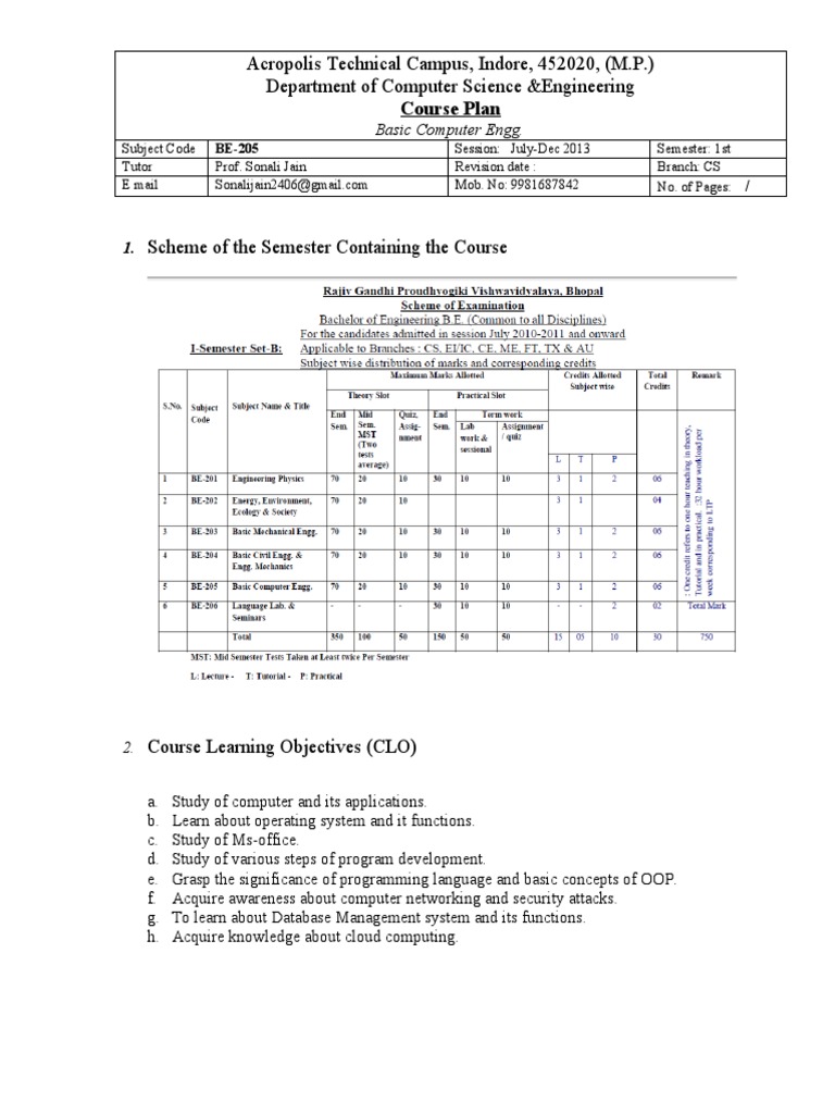 Basic Computer Engineering Course Plan | PDF | Cloud Computing ...