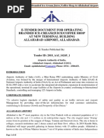 E-Tender Document For Operating Branded Ice-Cream/Juice/Coffee Shop at New Terminal Building Allahabad Airport, Allahabad