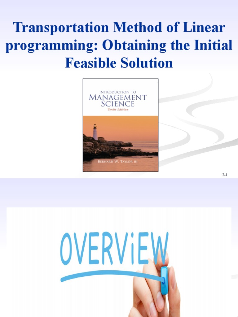 Transportation Method of Linear Programming: Obtaining The Initial ...