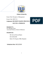 Course Title: Principles of Management Course Code: MGT 512: Assignment: Decision Making Process and Solving A Problem