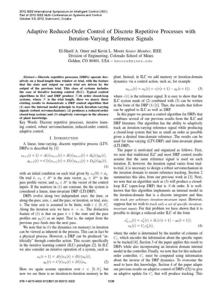 Adaptive Reduced-Order Control of Discrete Repetitive Processes With ...