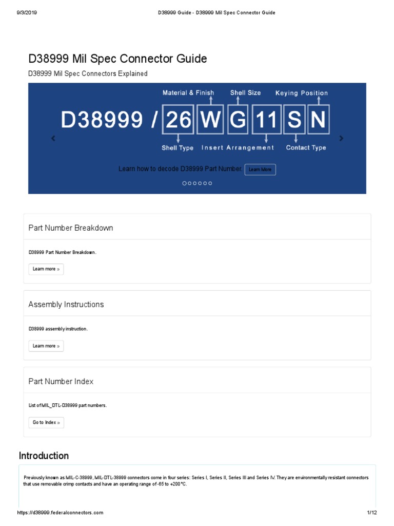 D38999 Guide - D38999 Mil Spec Connector Guide | PDF | Electrical ...