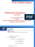 University of Sindh, Jamshoro: Differential Equations
